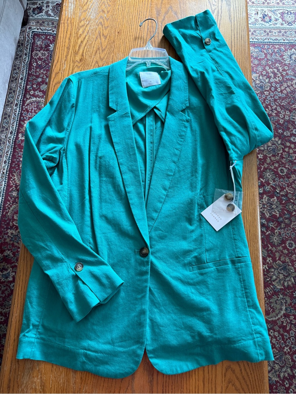 LC Lauren Conrad Teal Single-Button Blazer
